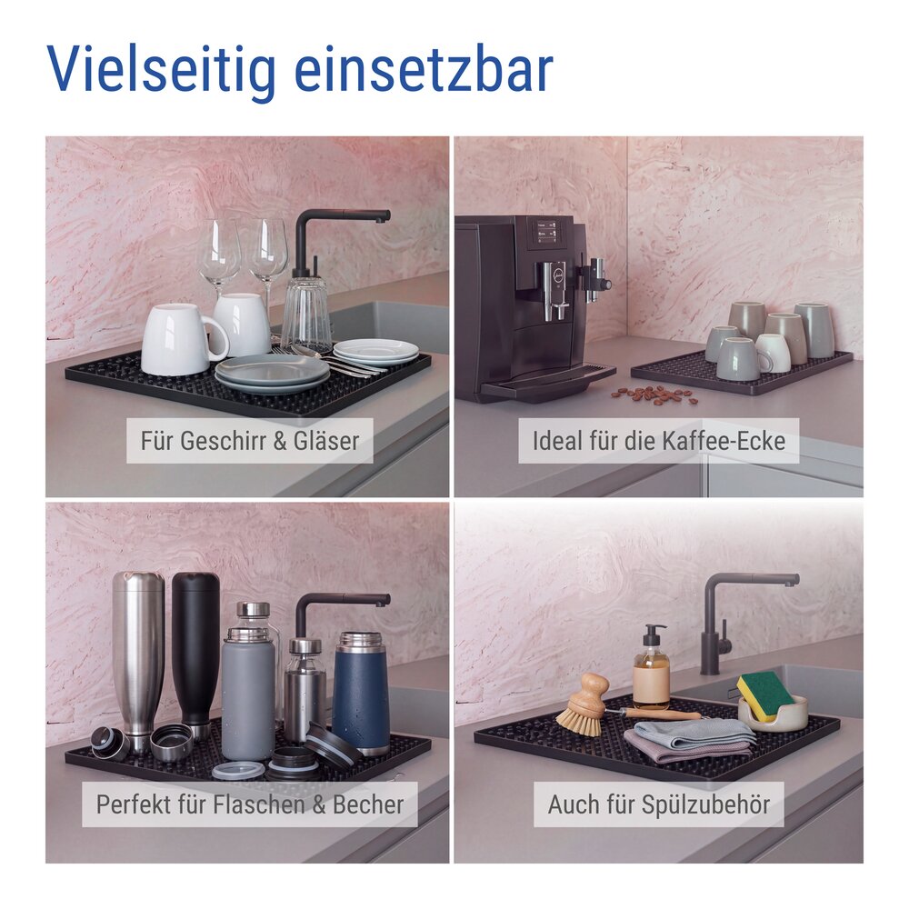 Afdruipmat Mod. Slim & Maxi, 2-delige set, zwart