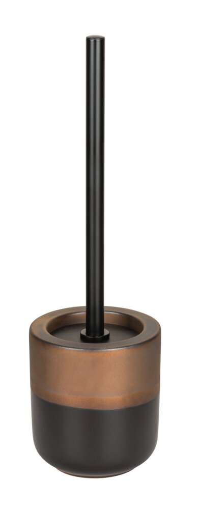 WC-Garnitur Mod. Enego, schwarz/bronze, Keramik/Edelstahl, Ø11.5x38.5 cm  mit bronzefarbenen Akzenten