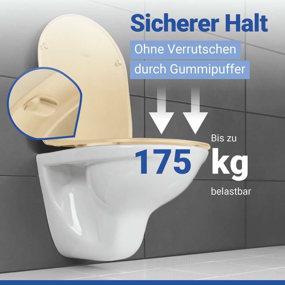WC Sitz Mod. Galati Beige matt  Toilettendeckel in D-Form mit Absenkautomatik