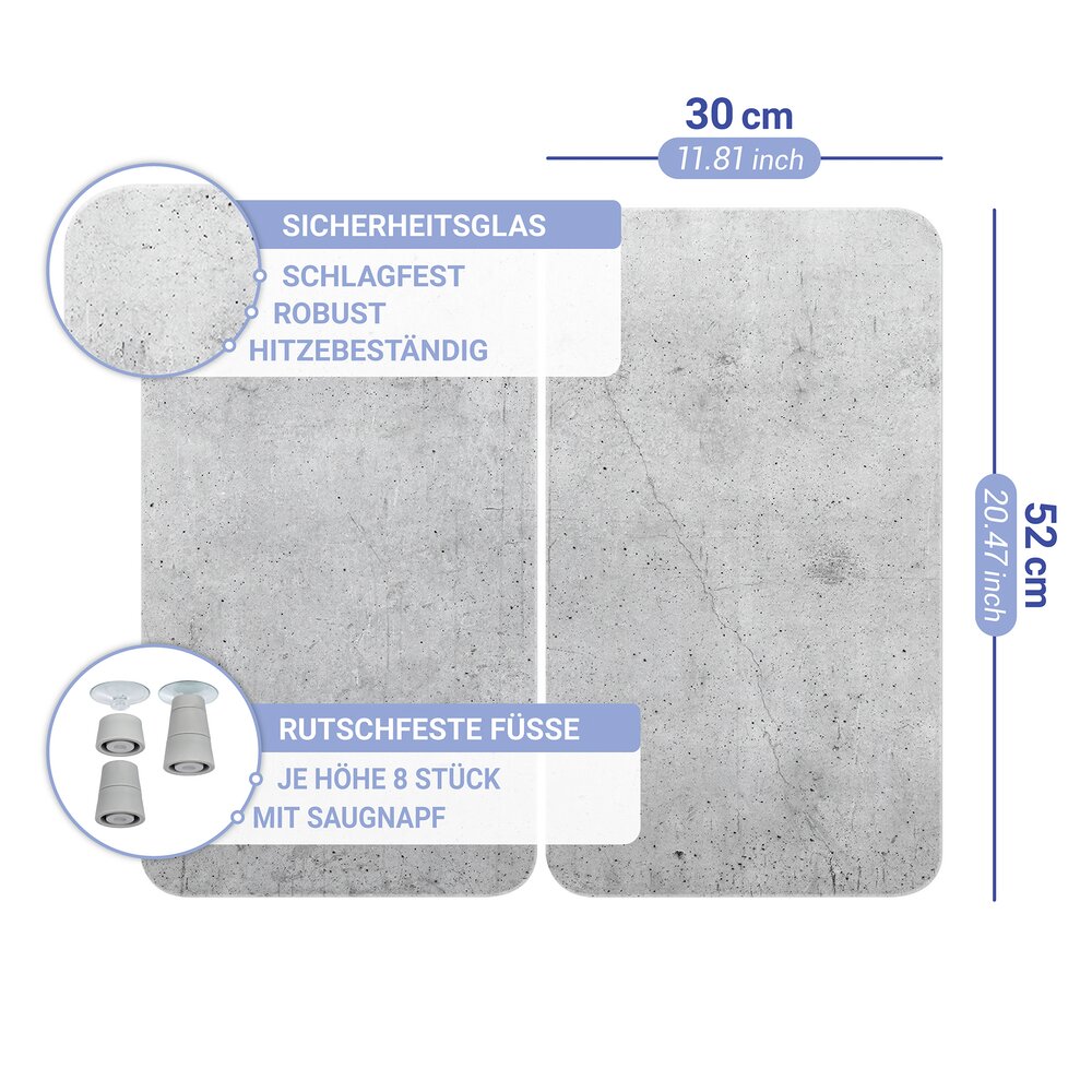 Herdabdeckplatte Universal Mod. Beton, 2er Set  für alle Herdarten geeignet