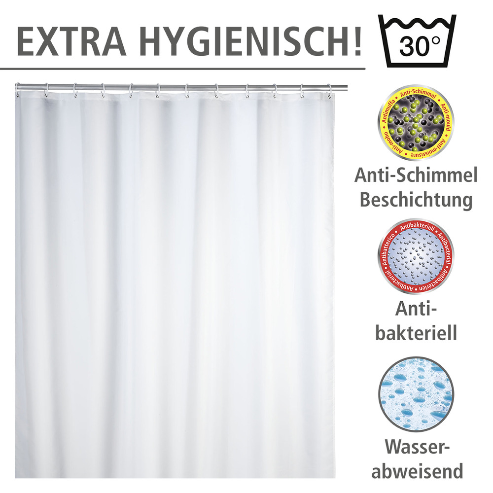 Anti-Schimmel Duschvorhang Uni White, 180 x 200 cm  waschbar