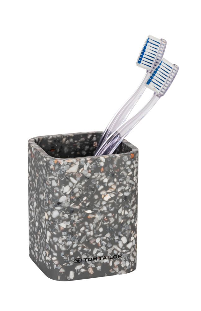 TOM TAILOR Zahnputzbecher Terrazzo,  Grey