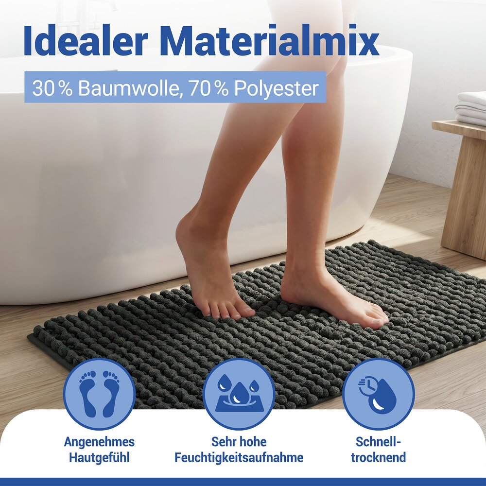 Badmat Mod. Solivo donkergroen, 50 x 80 cm