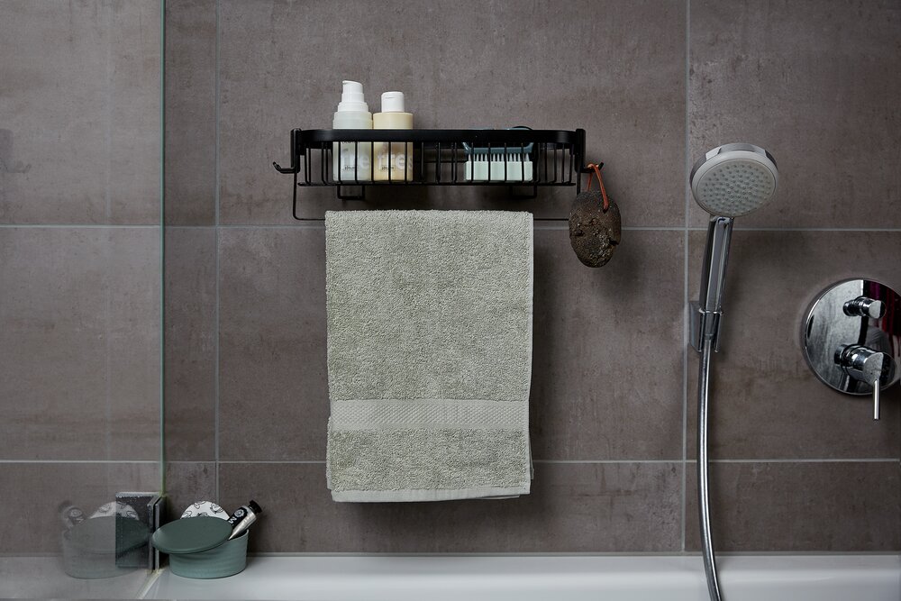 Étagère murale avec crochets Classic Plus noir  avec protection antirouille