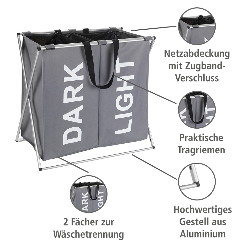 Wäschesammler Mod. Duo Grau  Wäschekorb, 120 l