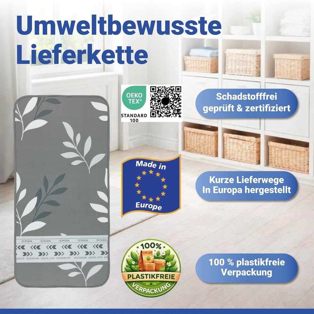 Bügeldecke Mod. Premium Blitzbügler, 130 x 65 cm  Hitzereflexion & Gleitzone, bis zu 75 % Zeitersparnis