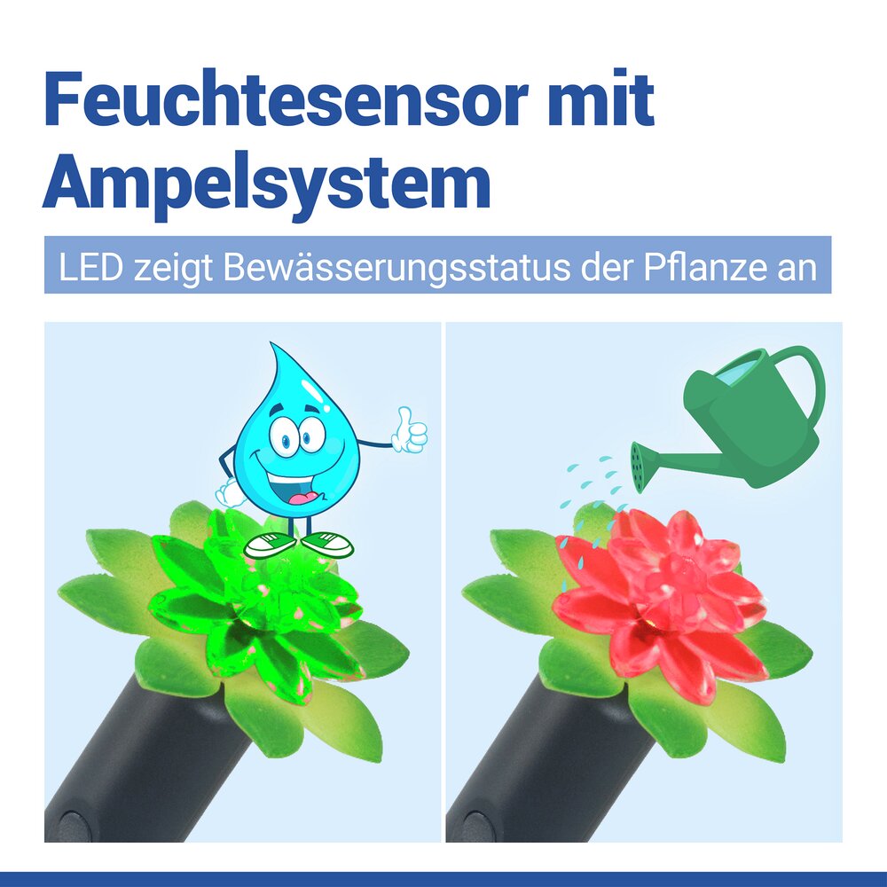 LED Feuchtigkeitsmesser für Pflanzen  Boden-Feuchtigkeitsmesser mit Ampelsystem
