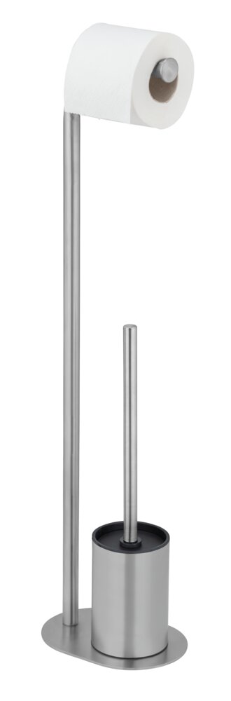 Garniture WC Mod. Levante, argent, inox, 23x63x17 cm  avec support papier toilette intégré
