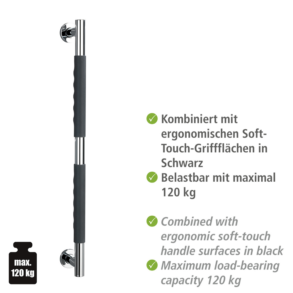 Edelstahl Wandhaltegriff Mod. Secura 65,5 cm  Bad-Sicherheitsgriff, belastbar bis 120 kg