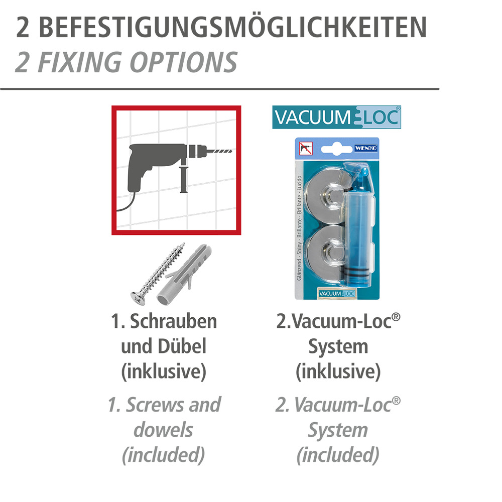 Vacuum-Loc® Badetuchstange Uno Mod. Capri  Befestigen ohne bohren