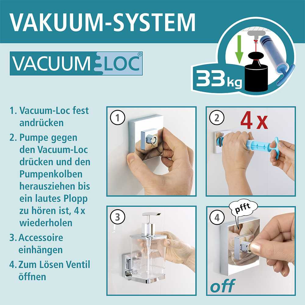 Vacuum-Loc® Edelstahl Haartrocknerhalter Quadro Befestigen ohne bohren