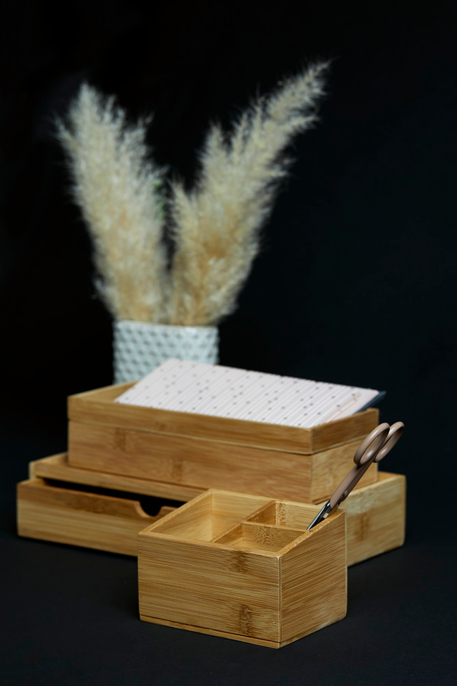 2 x Tücherbox mit Deckel aus Bambus, fürs Bad, modernes Design