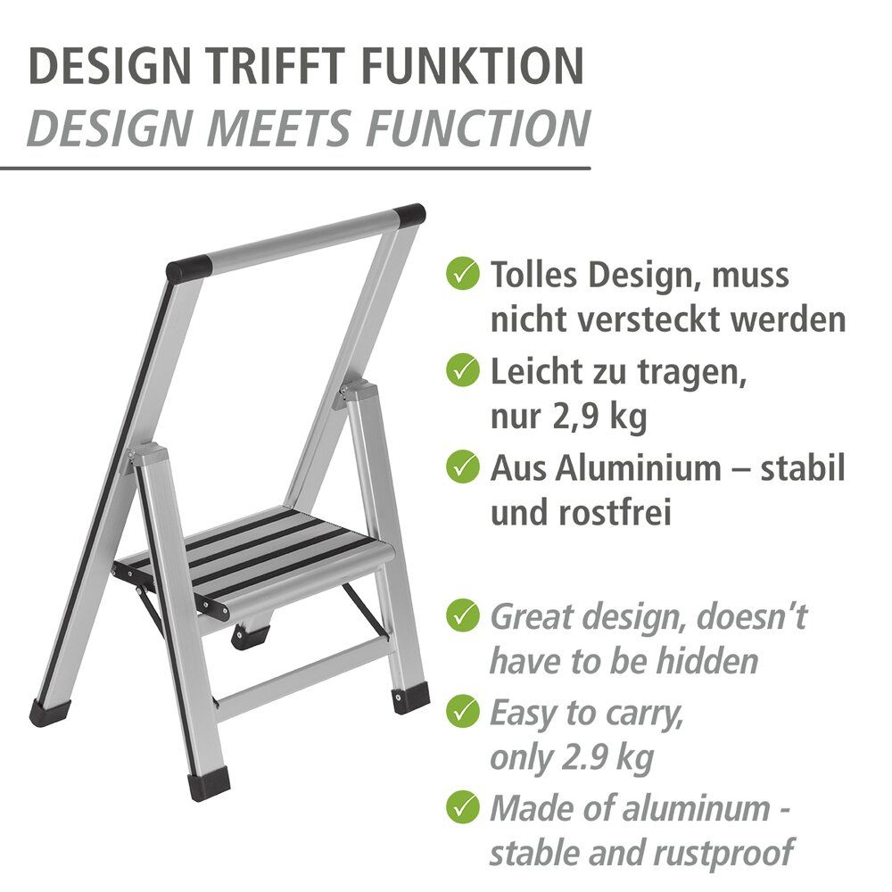 Alu-Design Klapptrittleiter 1-stufig Haushaltsleiter | 601010100