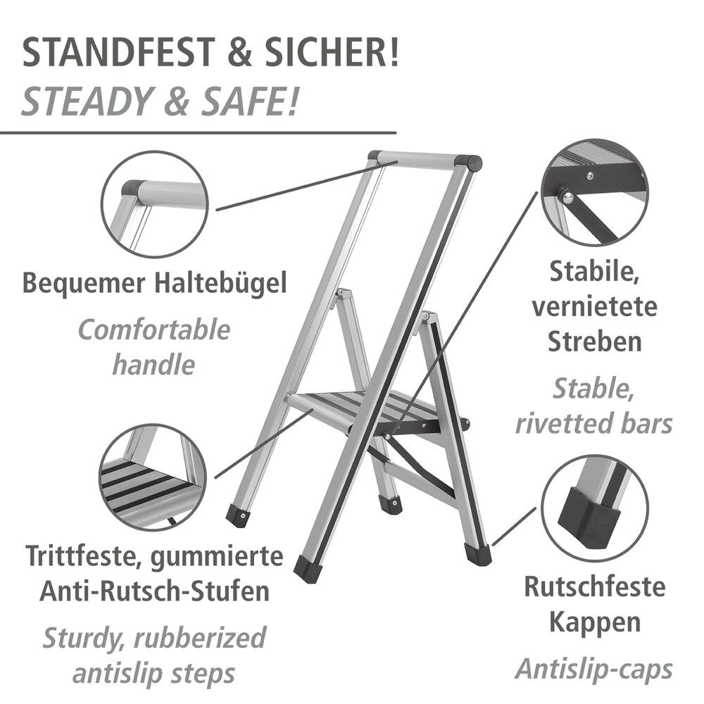 Alu-Design Klapptrittleiter 1-stufig Haushaltsleiter | 601010100