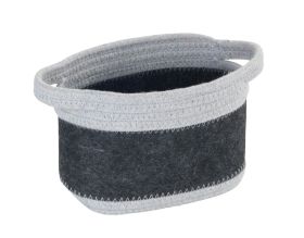 WENKO Filzkorb Bea S Mit Weißen Griffen, Aus Recyceltem Polyesterfilz - 2,5 Liter, 18x13x12 Cm
